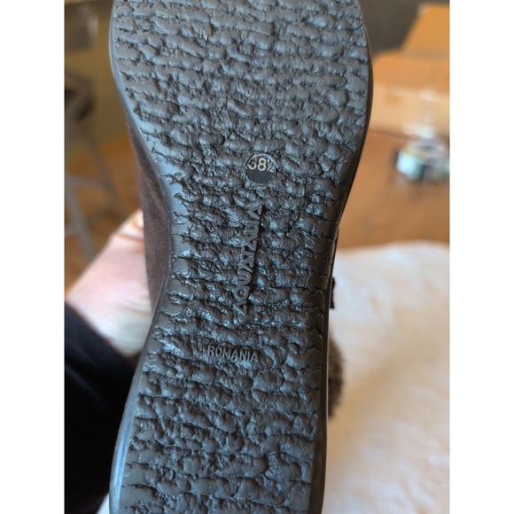 US 8.5/EU 38.5 Aquatalia Womens Brown Suede Zip Up Wedge Knit Ankle Boots Buckle - Picture 7 of 7